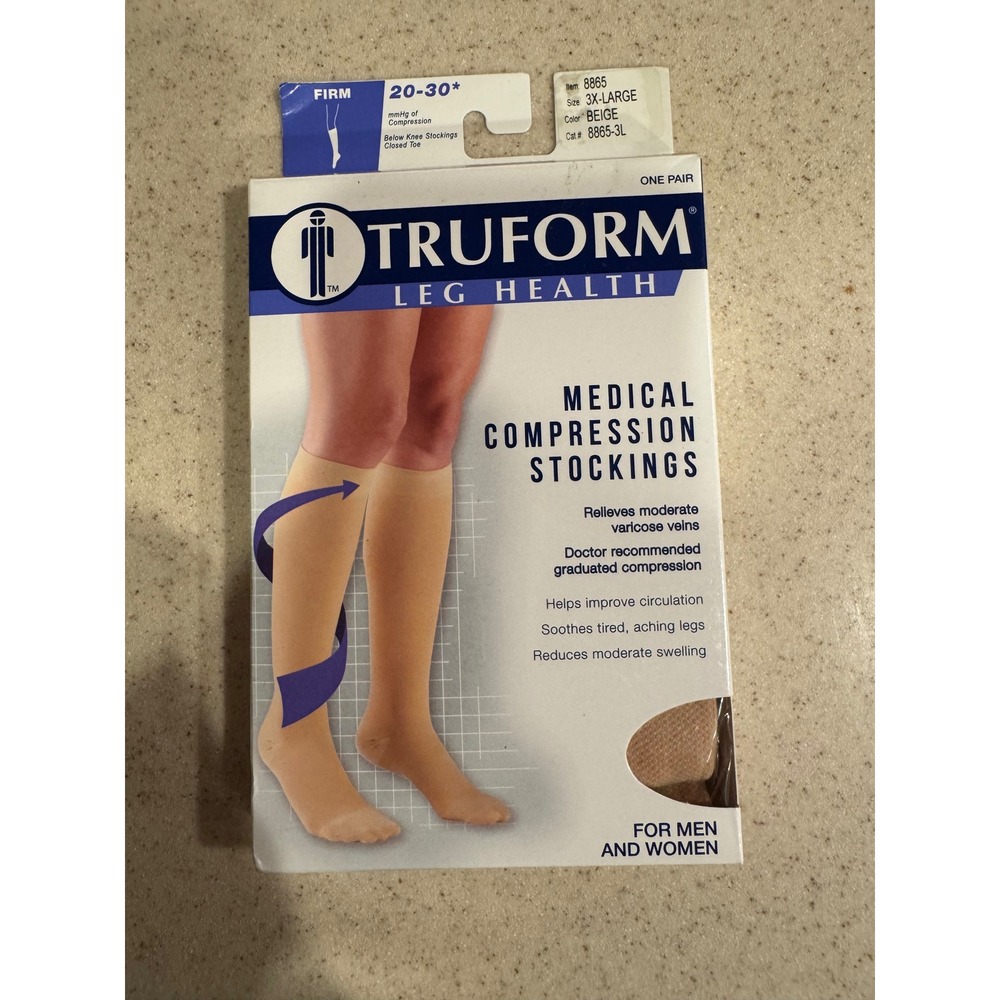 Truform 8865 Compression Stockings 20-30 mmHg Beige 3XL Closed Toe